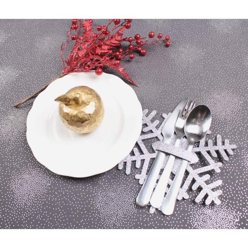 Podkł. filc na sztućce SNOWFLAKE,21cm,sza-sreb