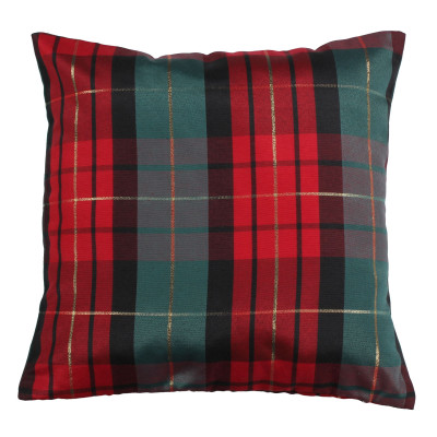 Poszewka TARTAN 45x45 cm, kolor zielony-czerwony