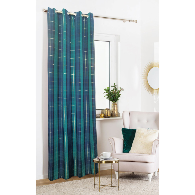 Załona TARTAN rozm140x260cm,kolor zielony-granatowy