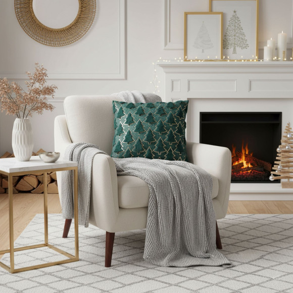 Poszewka TILA 45x45 cm, kolor zielono-złoty 1s