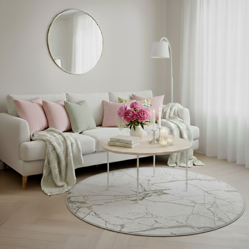 Dywan drukowany NEVA,petra folia, śr.100cm, sza-sr