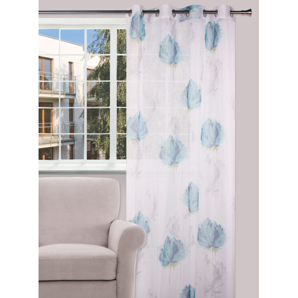 Firana z kółkami CARDO 140/245cm kolor turkusowy