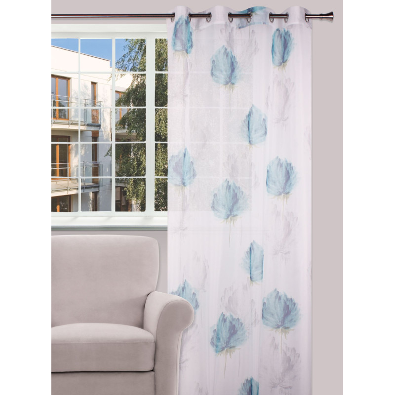 Firana z kółkami CARDO 140/245cm kolor turkusowy