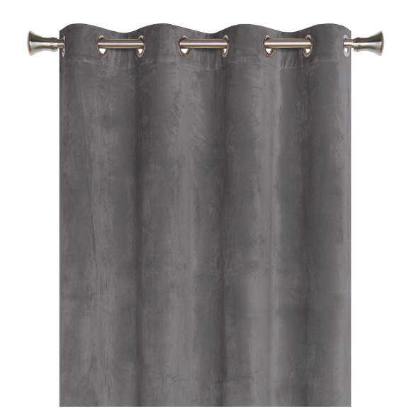 Zasłona z kółkami VELVET 140x260 cm, kolor szary