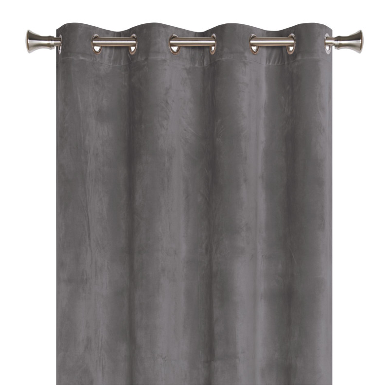 Zasłona z kółkami VELVET 140x260 cm, kolor szary