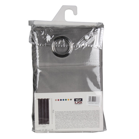 Zasłona z kółkami VELVET 140x260 cm, kolor szary