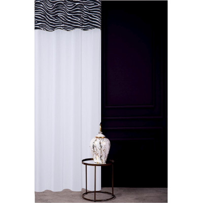 Firana z kółkami PERFECT CHIC 140x270 bia/cza/zł