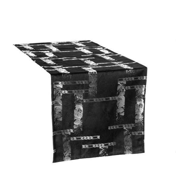 Bieżnik KING OF CHIC 40x140 czarno srebrny