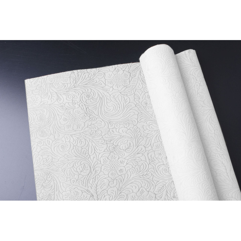 Tk. do dekoracji EMBOSSED, 45/200 cm, k.biały