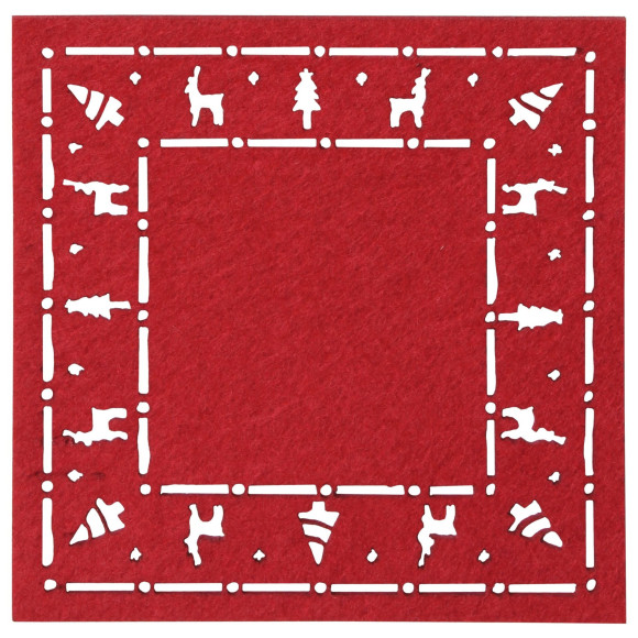 Podkł.pod kubek,filc CHOJNA 4szt,10x10cm-czerwona