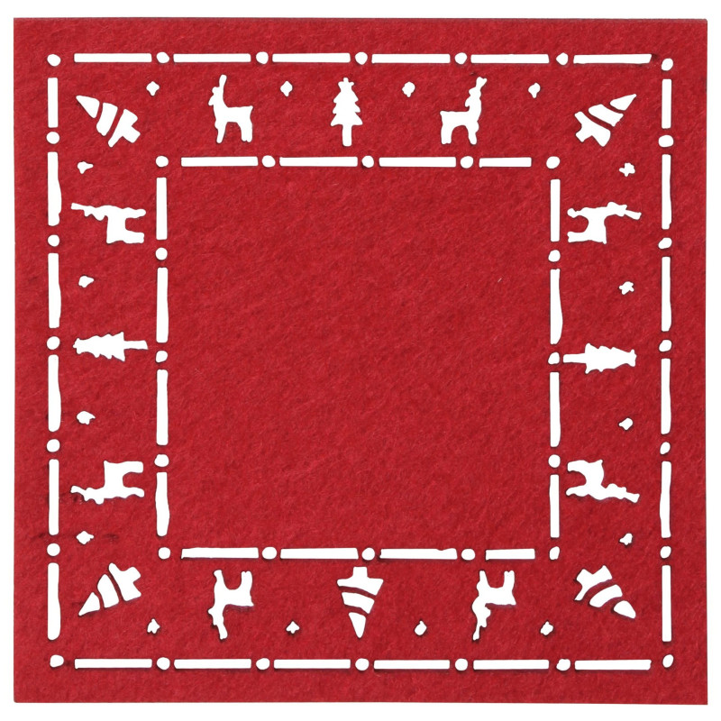 Podkł.pod kubek,filc CHOJNA 4szt,10x10cm-czerwona