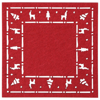 Podkł.pod kubek,filc CHOJNA 4szt,10x10cm-czerwona