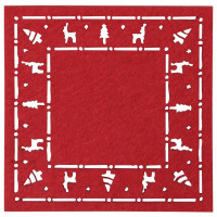 Podkł.pod kubek,filc CHOJNA 4szt,10x10cm-czerwona
