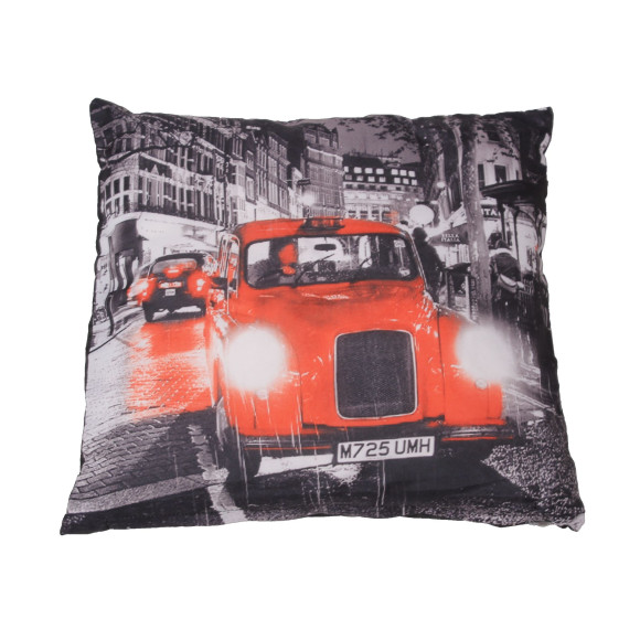 Poszewka TAXI, rozm 40x40 cm, kol czarno/czerwony
