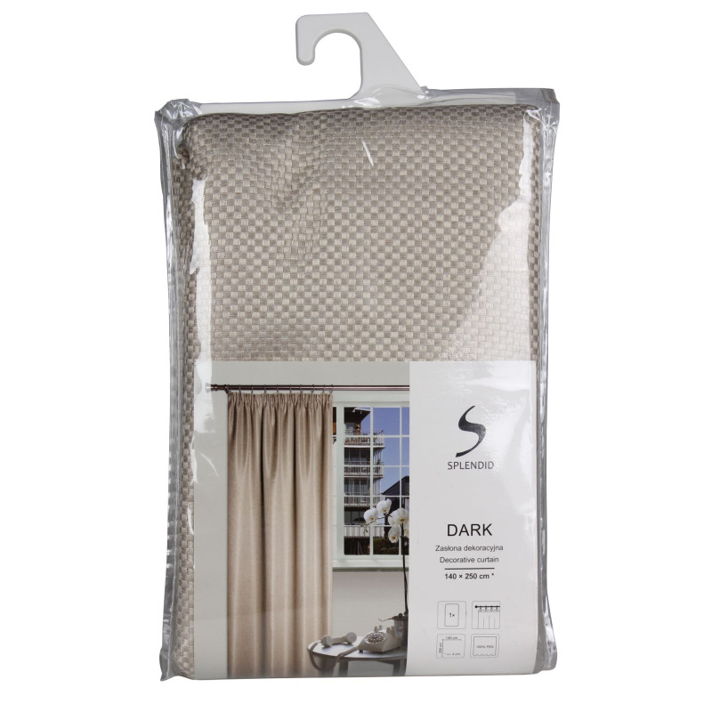 Zasłona z taśmą DARK 140x250