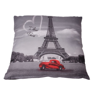 Poszewka PARIS, rozm 40x40 cm, kol czarno/czerwony