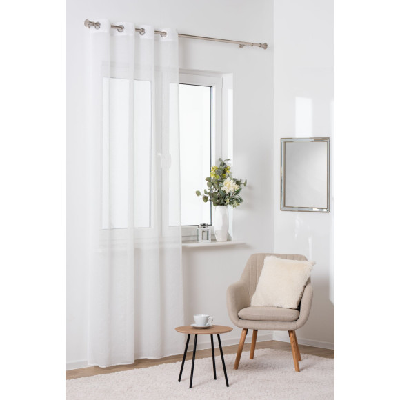 Firana z kółkami LUNEL,140x260, kolor biało-srebrny