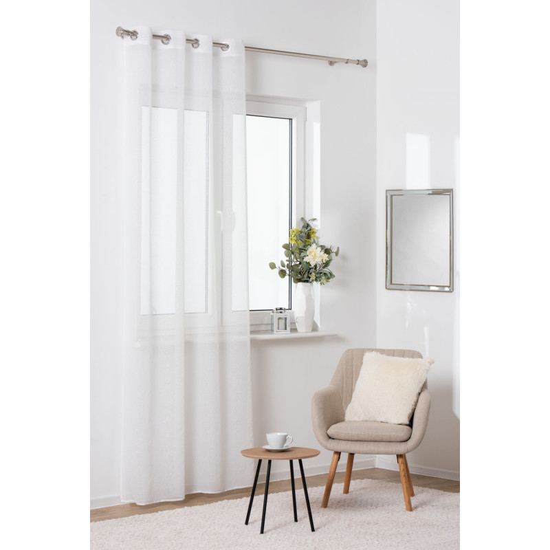 Firana z kółkami LUNEL,140x260, kolor biało-srebrny