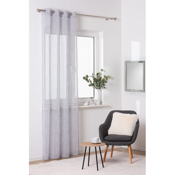 Firana z kółkami RIGA,140x260, kolor szaro-biały