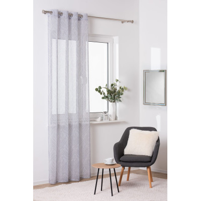 Firana z kółkami RIGA,140x260, kolor szaro-biały