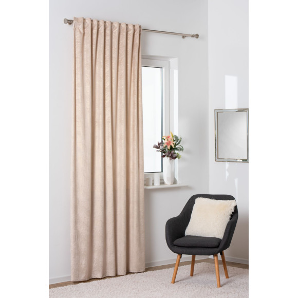 Zasłona z taśmą PAVO,140x260 cm, kolor beżowo-złoty