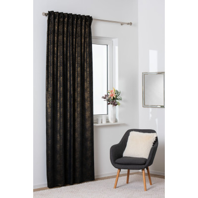 Zasłona z taśmą PAVO,140x260 cm, kolor czarno-złoty
