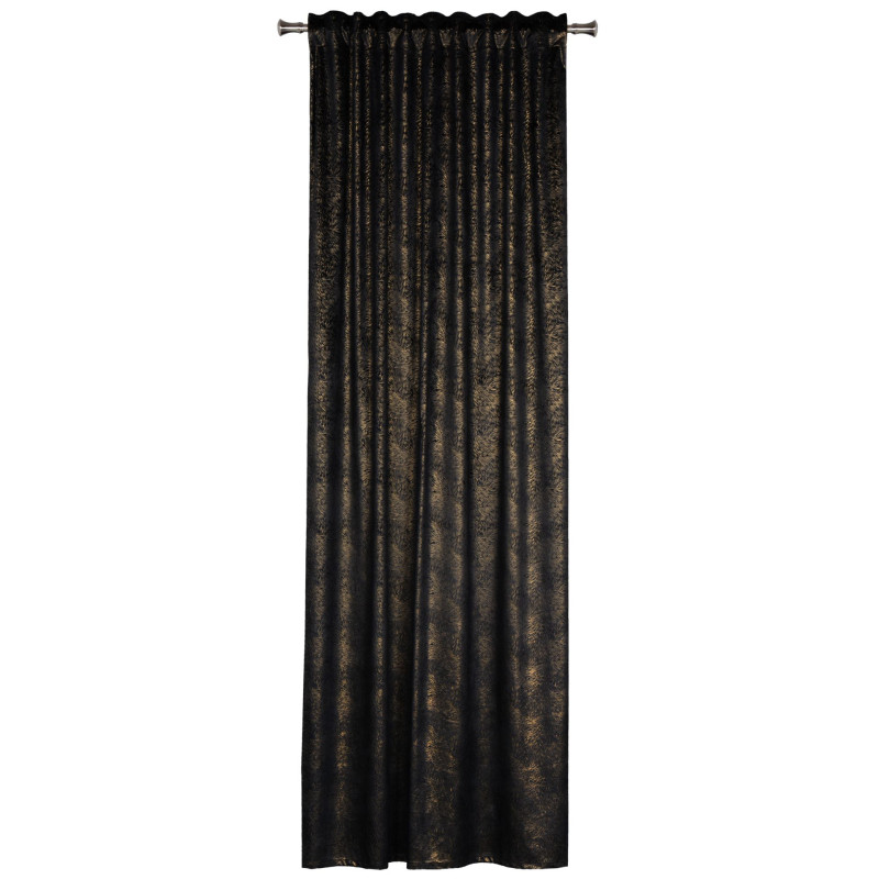 Zasłona z taśmą PAVO,140x260 cm, kolor czarno-złoty