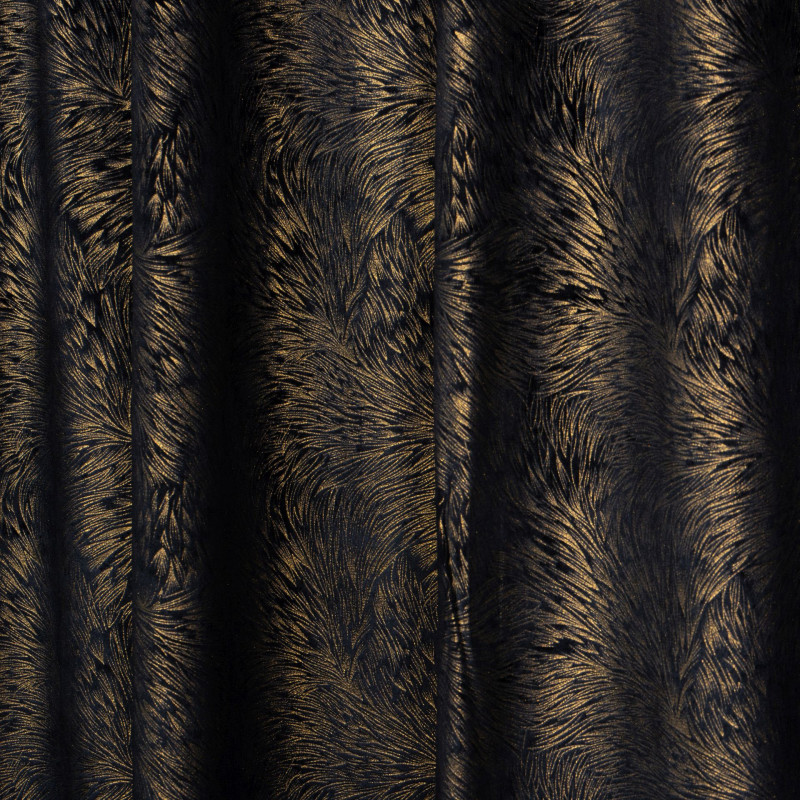 Zasłona z taśmą PAVO,140x260 cm, kolor czarno-złoty