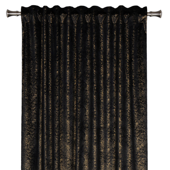 Zasłona z taśmą PAVO,140x260 cm, kolor czarno-złoty