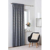 Zasłona z taśmą PAVO,140x260 cm, kolor szaro-złoty