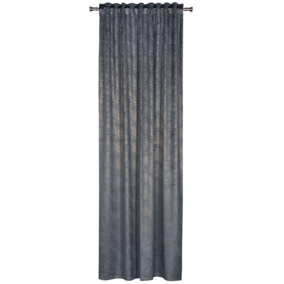 Zasłona z taśmą PAVO,140x260 cm, kolor szaro-złoty