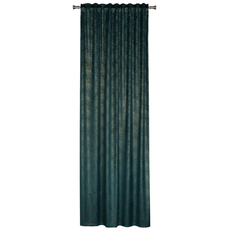 Zasłona z taśmą PAVO,140x260 cm, kolor zielono-złoty
