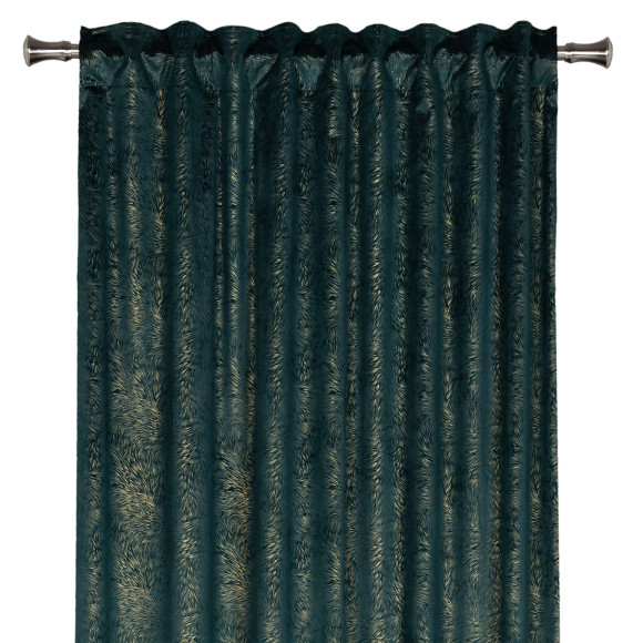 Zasłona z taśmą PAVO,140x260 cm, kolor zielono-złoty