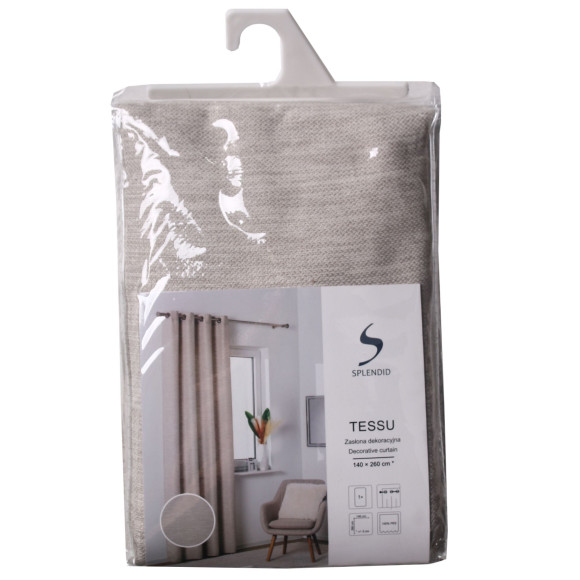 Zasłona z kółkami TESSU 140x260cm, kolor jasnoszary