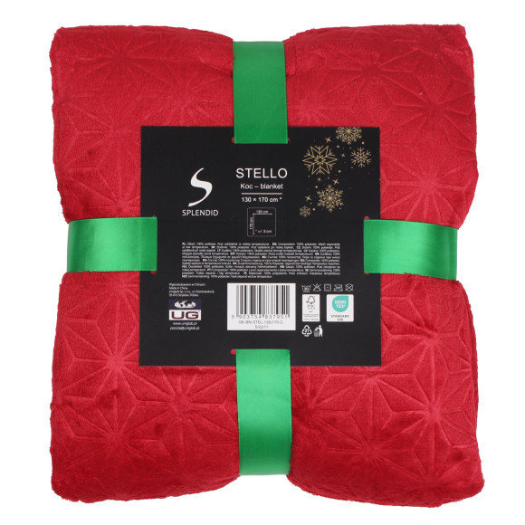 Koc świąteczny STELLO roz.130/170cm-czerwony