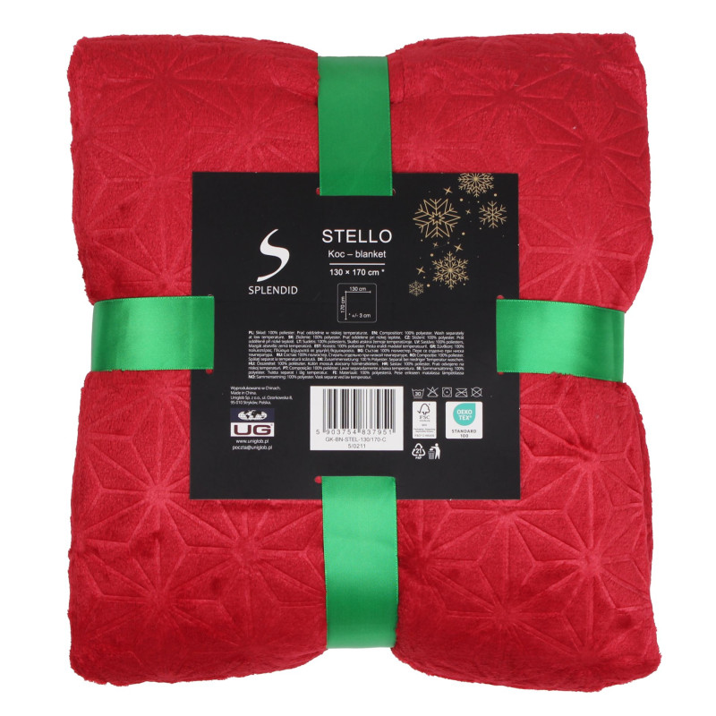 Koc świąteczny STELLO roz.130/170cm-czerwony