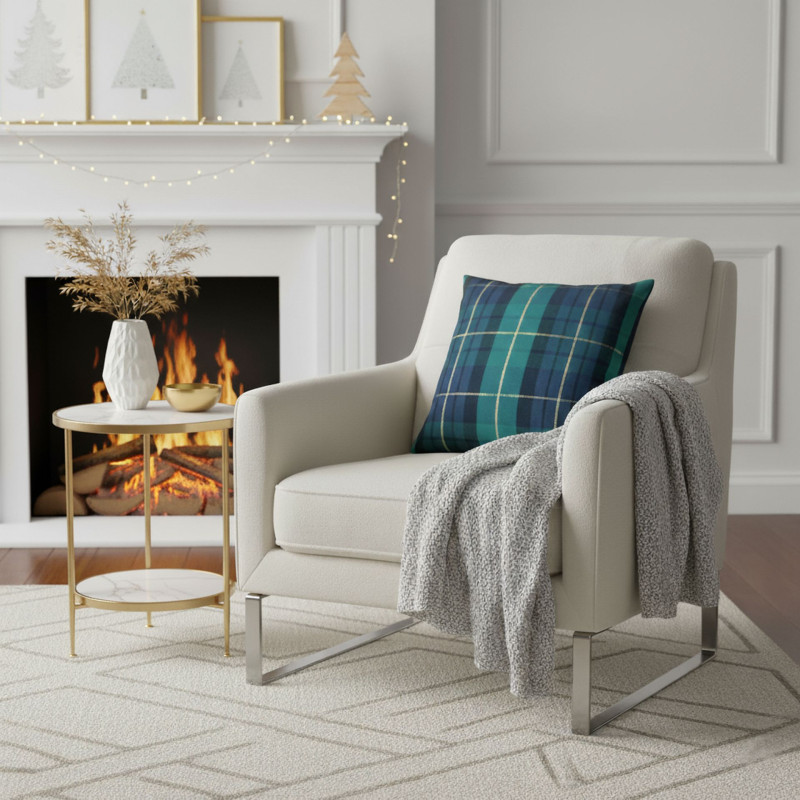 Poduszka TARTAN 45x45 cm, kolor zielony-granatowy