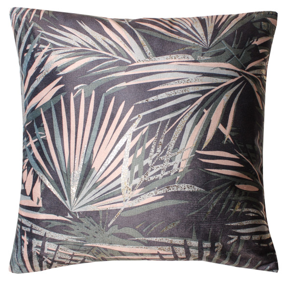 Poszewka SAGO 45x45 cm,antracyt+liście