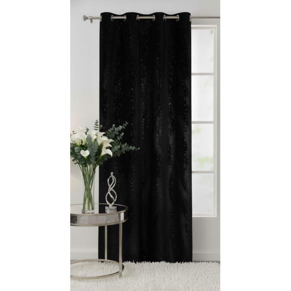 Zasłona z kółkami BRILL 140x250cm, kolor czarny