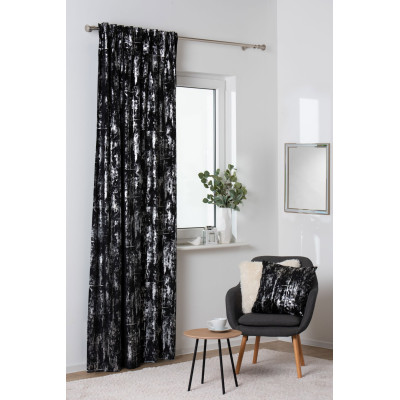 Zasłona z taśmą DORE 140x260cm, kolor czarny+srebro
