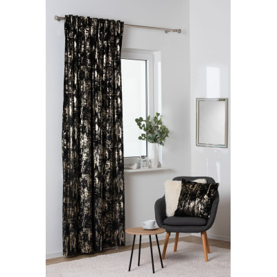 Zasłona z taśmą DORE 140x260cm, kolor czarny +złoto