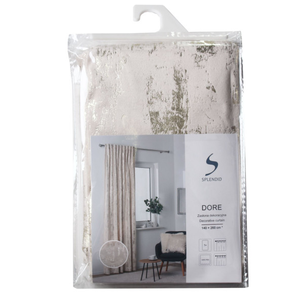 Zasłona z taśmą DORE 140x260cm, kolor ecru