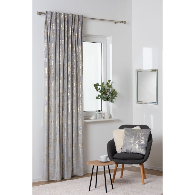 Zasłona z taśmą DORE 140x260cm, kolor jasny szary