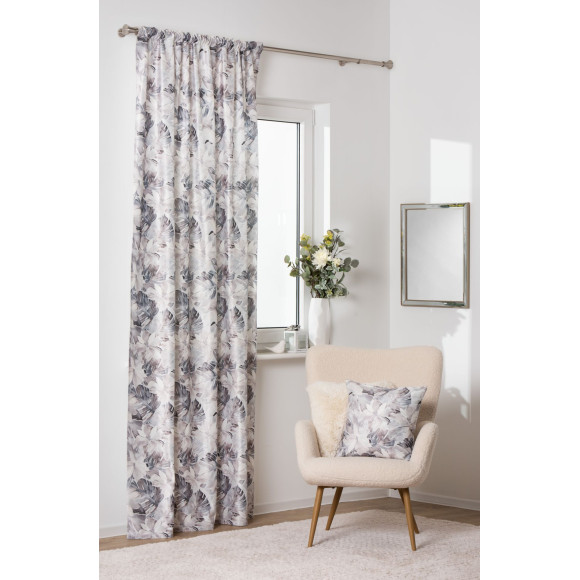 Zasłona z taśmą GRACE 140x250 cm, kolor szary