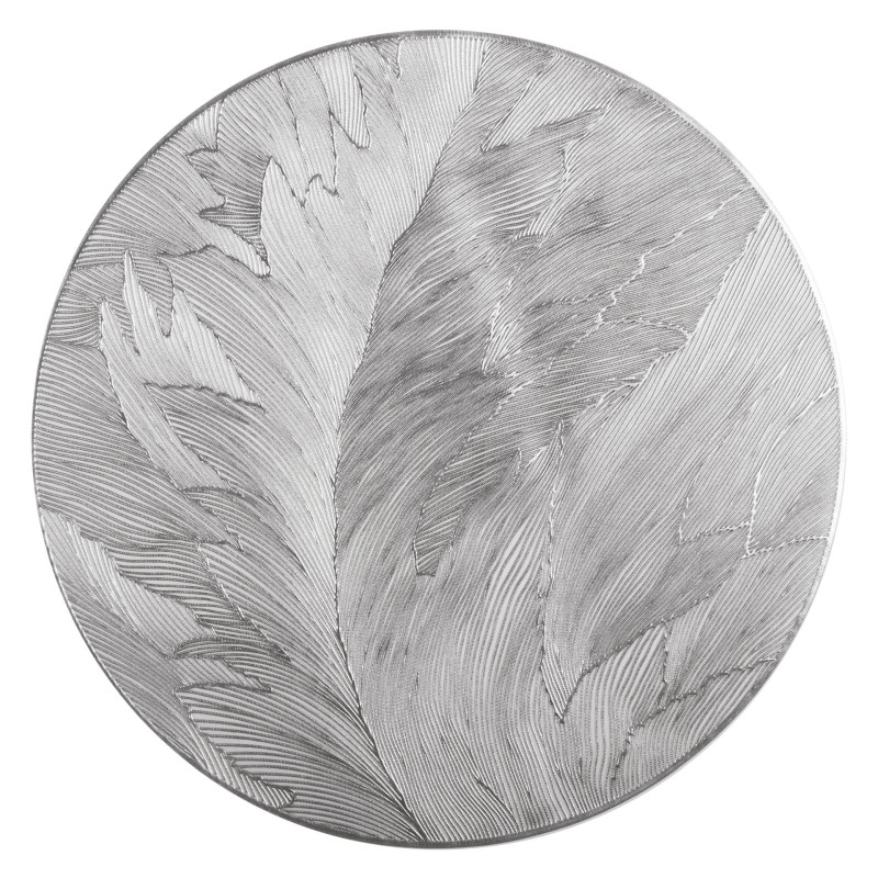 Podkładka SILIA,śr.38cm, kolor biało-srebrny