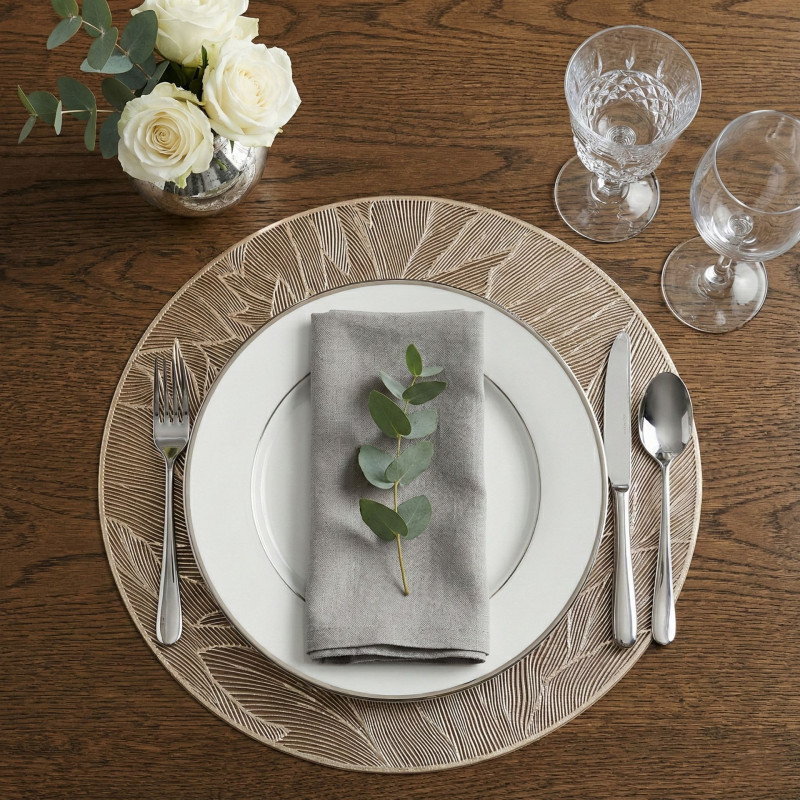 Podkładka SILIA,śr.38cm, kolor biało-złoty