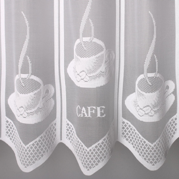 Firanka zazdrostka z otworami, CAFE, 45x150,biała