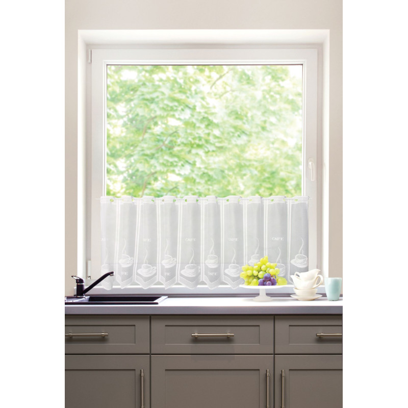 Firanka zazdrostka z otworami, CAFE, 60x150,biała