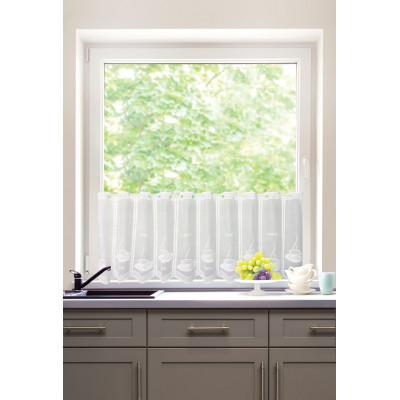 Firanka zazdrostka z otworami, CAFE, 60x150,biała