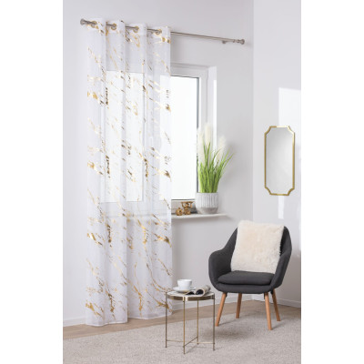 Firana z kółkami STORM 140x260cm biały/złoty